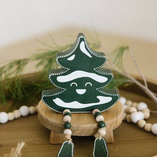 Chunky wood shp w/beads (TREE)  CHRISTMAS Decor