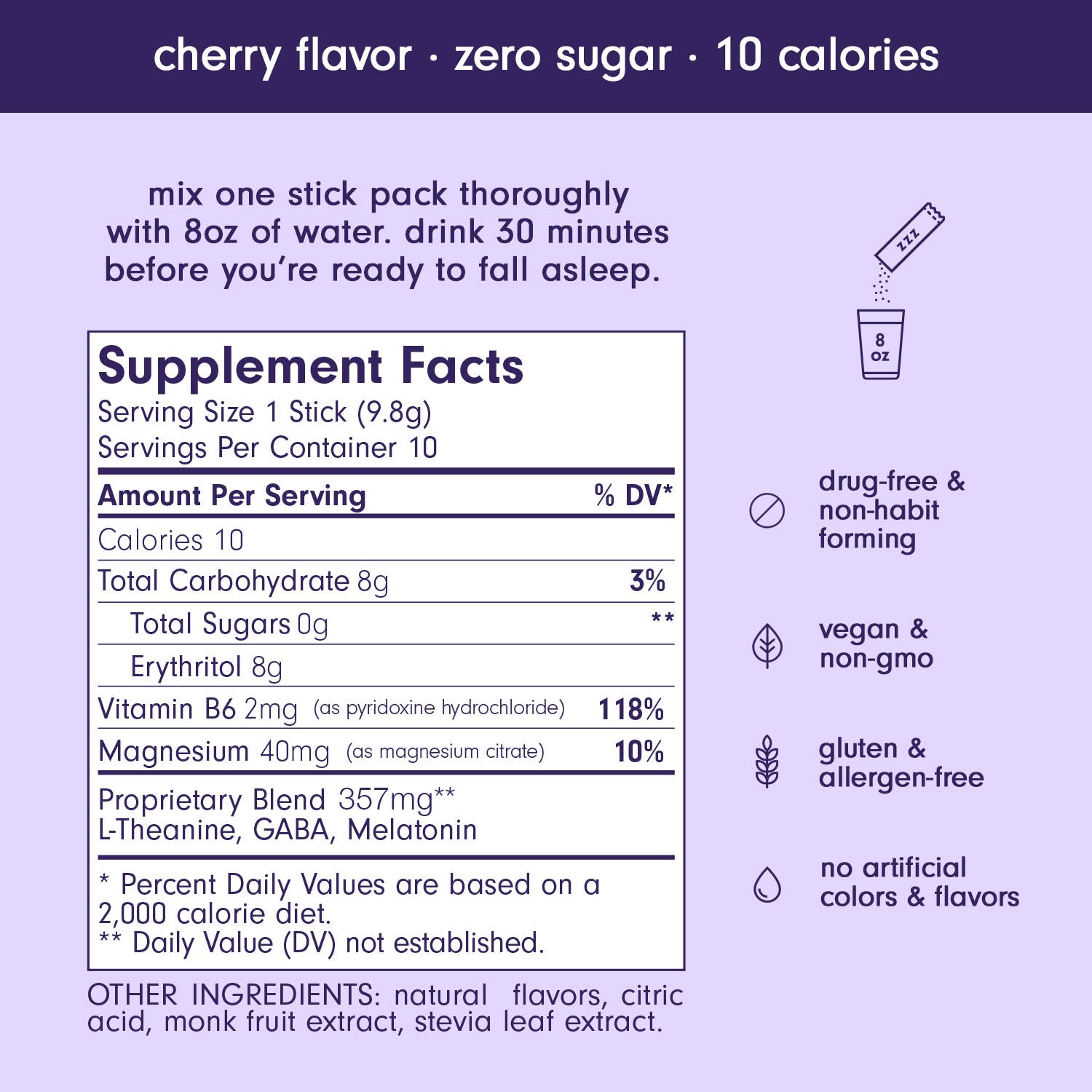 Som Sleep Powder Drink Mix, Magnesium & Melatonin, Cherry