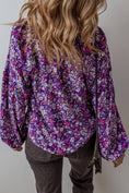 Load image into Gallery viewer, LDC Boho Flower Split V Neck Bubble Sleeve Blouse
