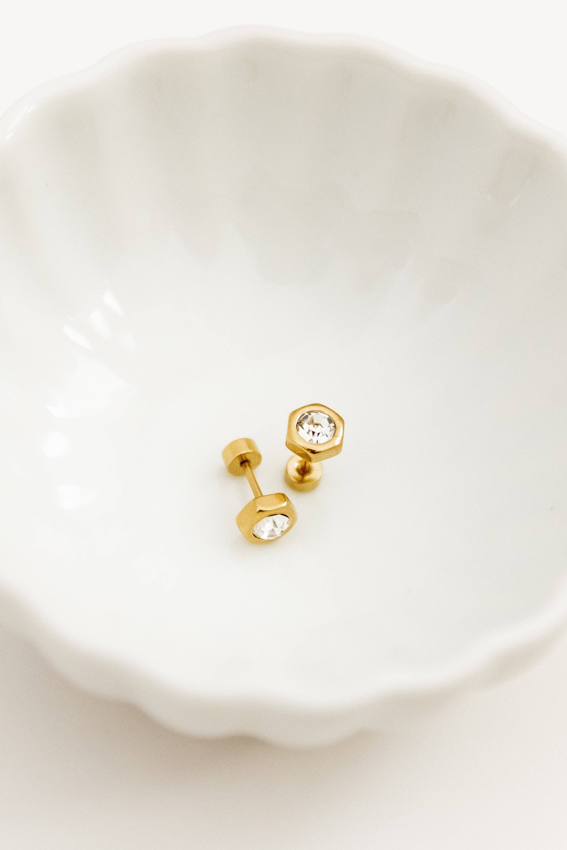Screwback Stud Earrings - Addison - Clear