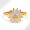 Load image into Gallery viewer, Gold Enamel Daisy Flower Fidget Spinner Ring in Solid Copper
