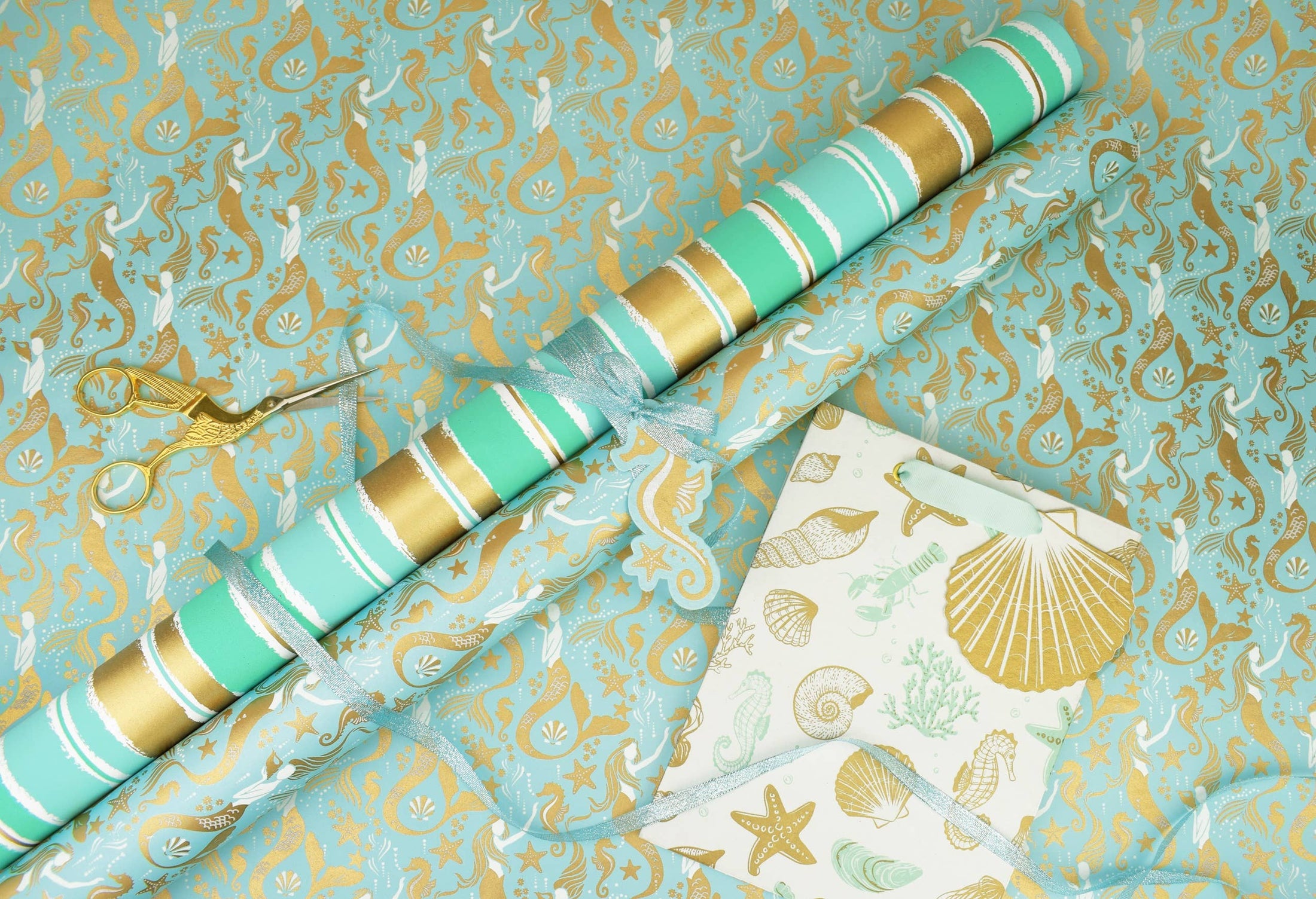 Mint Painterly Medium Gift Bag