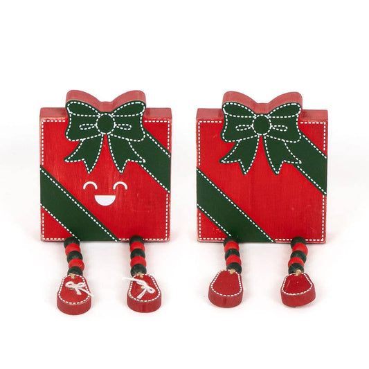 Chunky wood present w/beads for Legs CHRISTMAS Decor