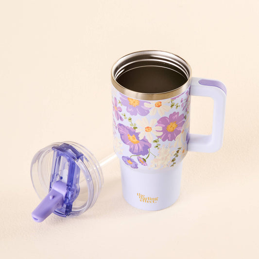 20 oz Lifestyle Flip Straw Tumbler-Bouquet Beauty Purple