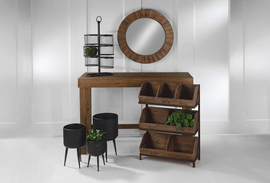 Industrial Wooden Bin Organizer with 7 bins