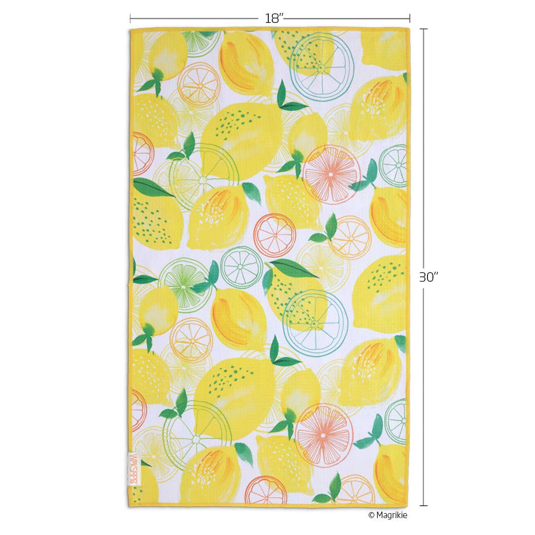 Lemon Plaid Microfiber Kitchen Dish Towel