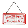 Load image into Gallery viewer, Department of Naughty & Nice Distressed Hanging Sign
