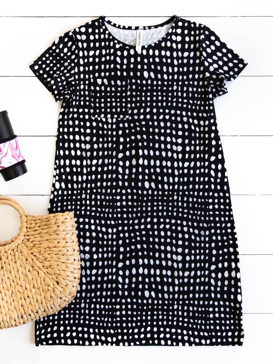 Dot Pattern Pocket Tee Dress