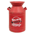 Load image into Gallery viewer, Distressed Red Metal Believe Santa & Reindeer Milk Can

