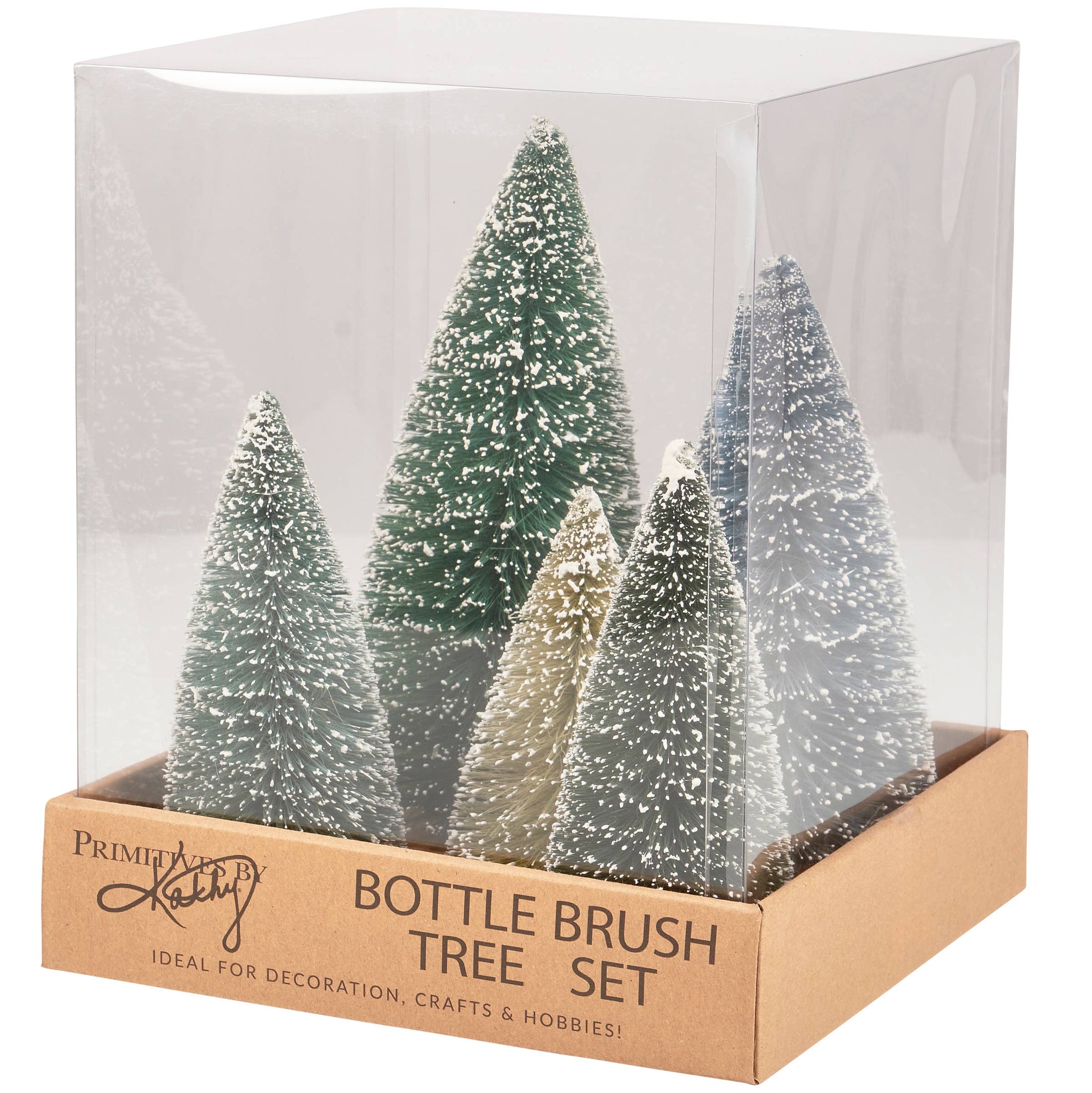 Snowy Green Bottle Brush Tree Set