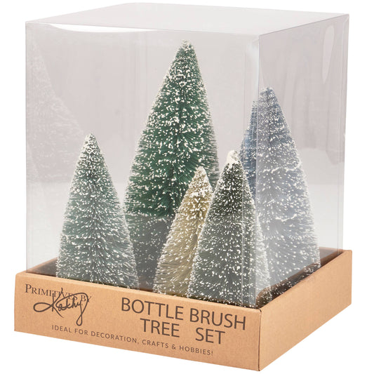 Snowy Green Bottle Brush Tree Set