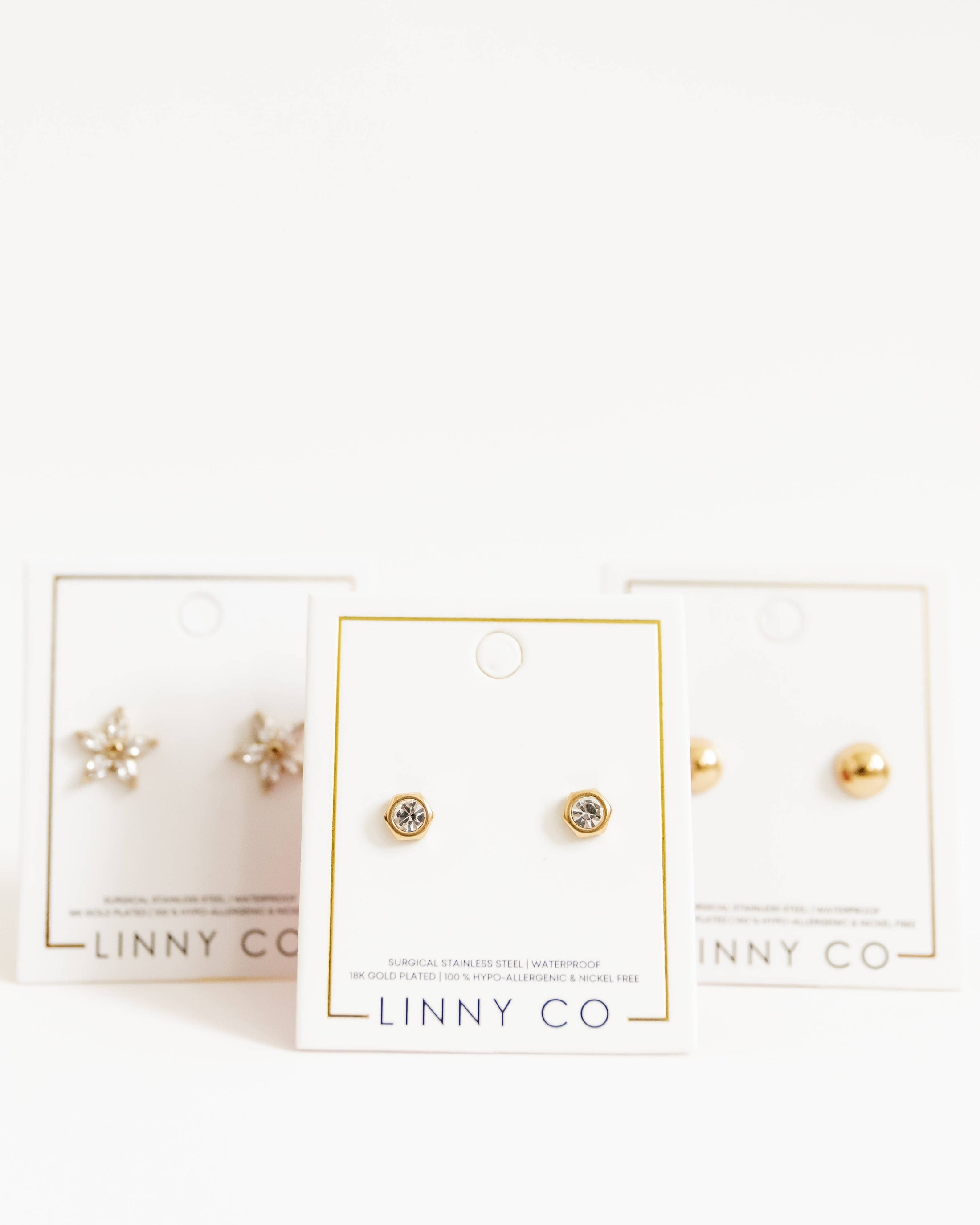 Screwback Stud Earrings - Addison - Clear