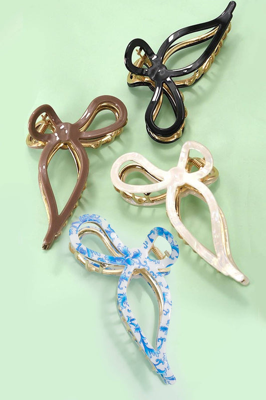 JUMBO CELLULOSE CASTING BOW HAIR CLAW CLIPS | 40H759