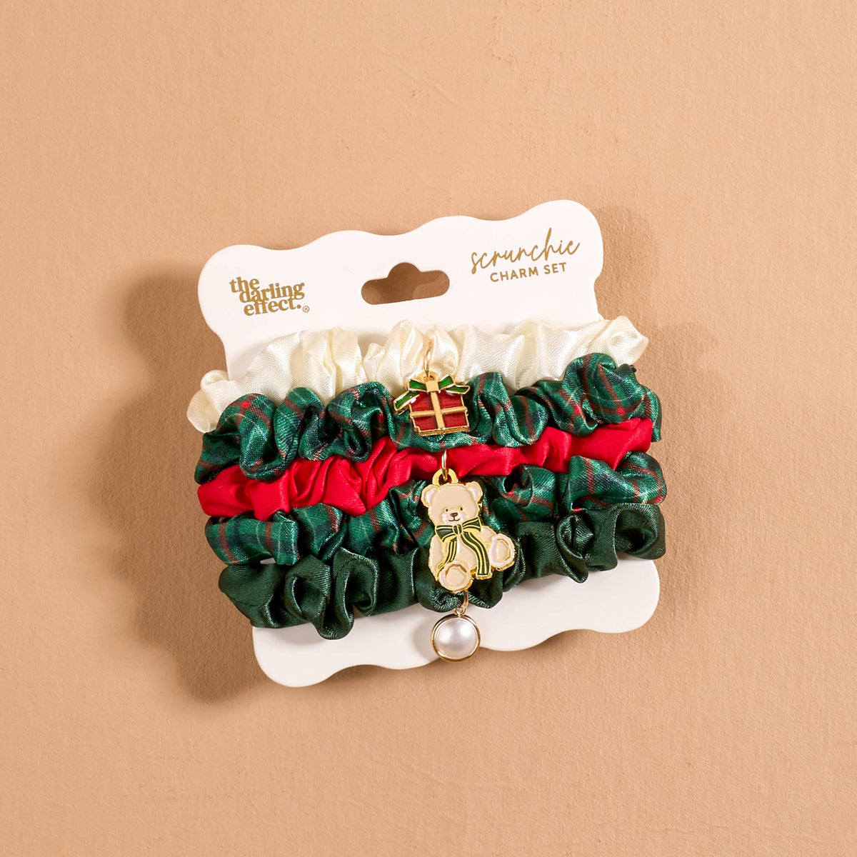Scrunchie Charm Set-Evergreen Plaid