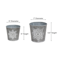 Load image into Gallery viewer, Whitewashed Snowflake Tin Planter - 7"D or 5"D
