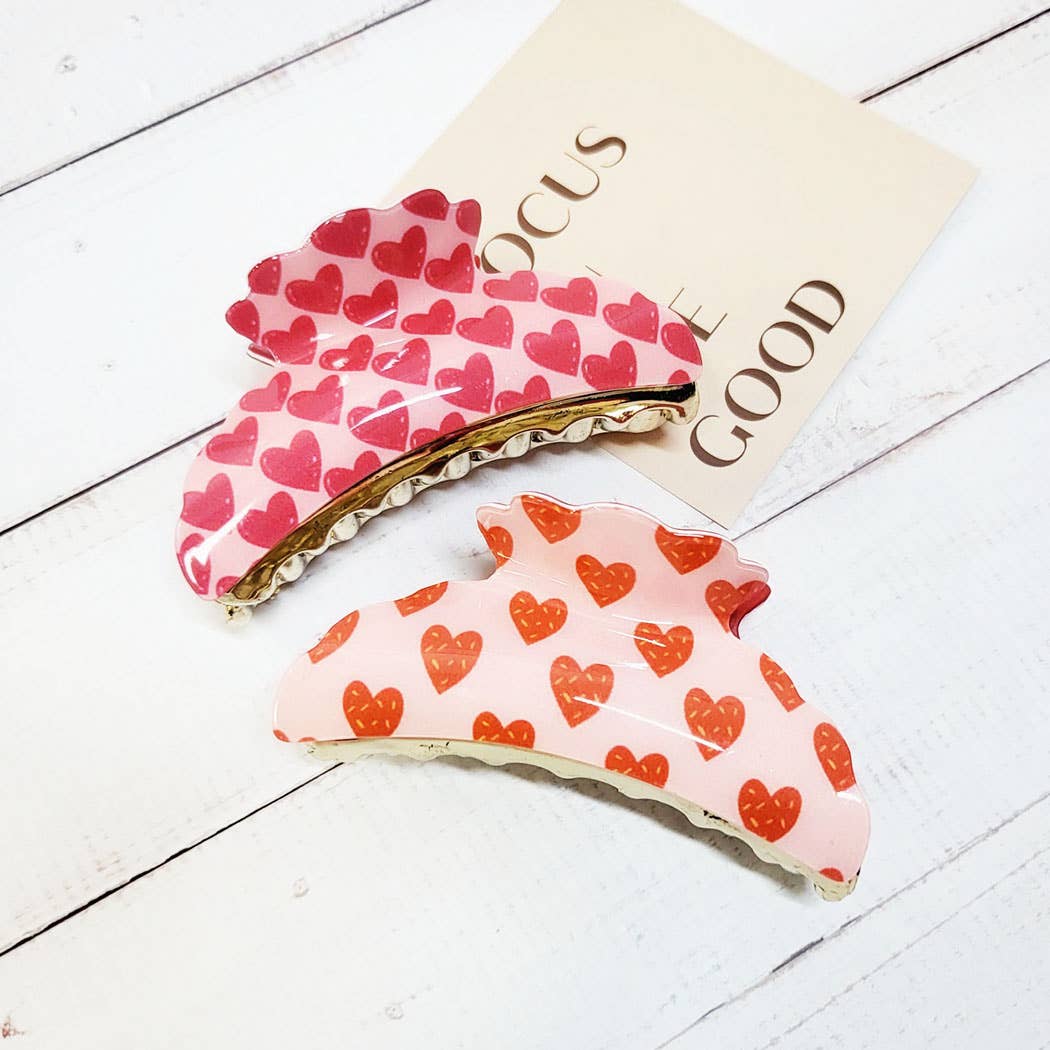 Valentines Day Heart Pattern Hair Claw Clip