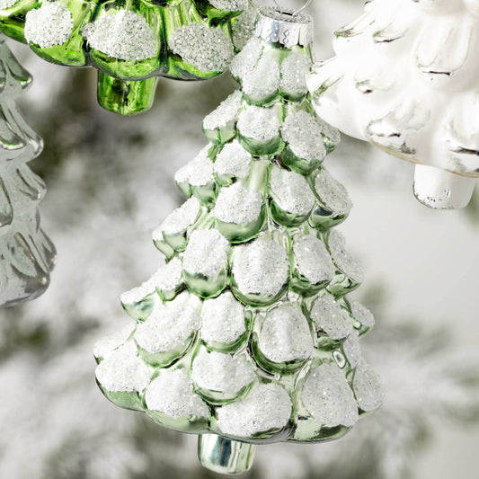 SNOWY TREE ORNAMENT 4 ASST