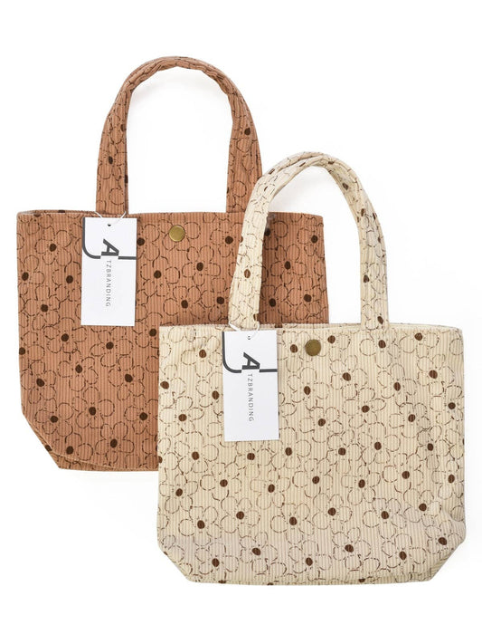 Cosbai - Vintage Sakura Corduroy Tote Bag