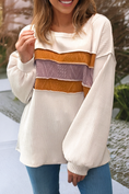 Load image into Gallery viewer, LDC Corded Exposed Seam Knit Patchwork Drop Sleeve Blouse
