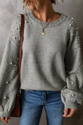 Load image into Gallery viewer, LDC Long Sleeve Round Neck Pearl Pullover Sweater
