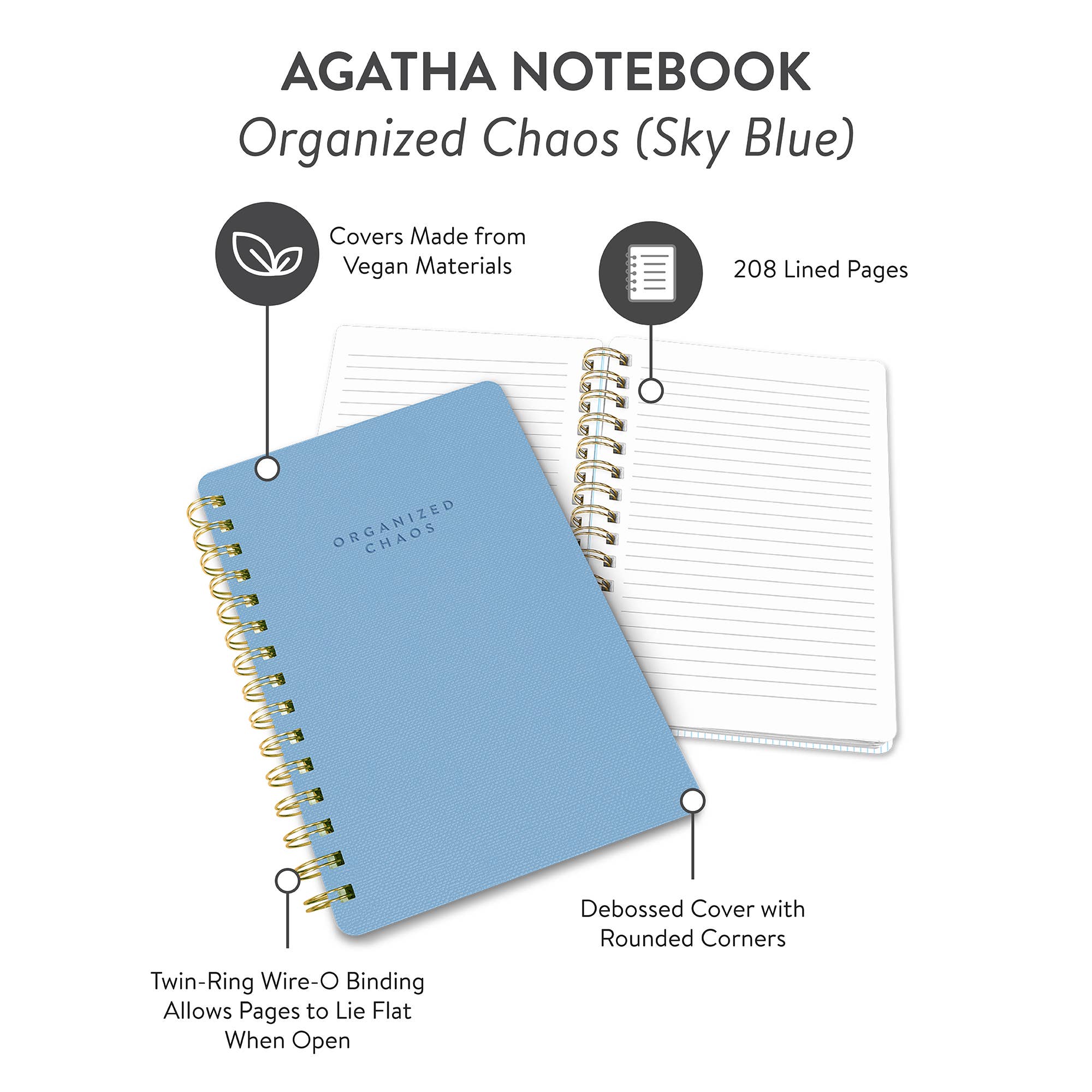 Organized Chaos (Sky Blue) Agatha Notebook