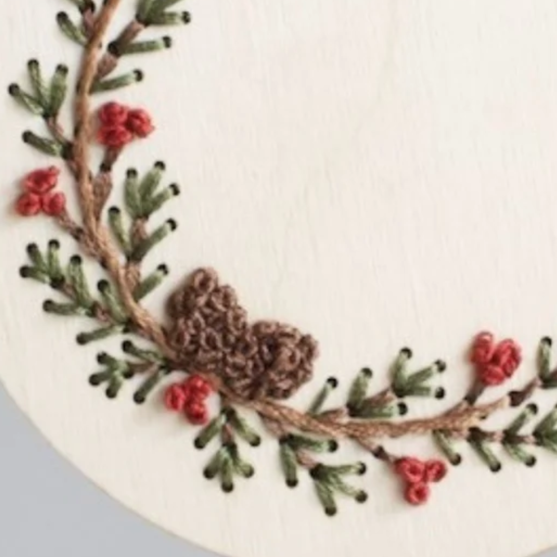 Pinecone Wreath Ornament - DIY Wood Embroidery Kit
