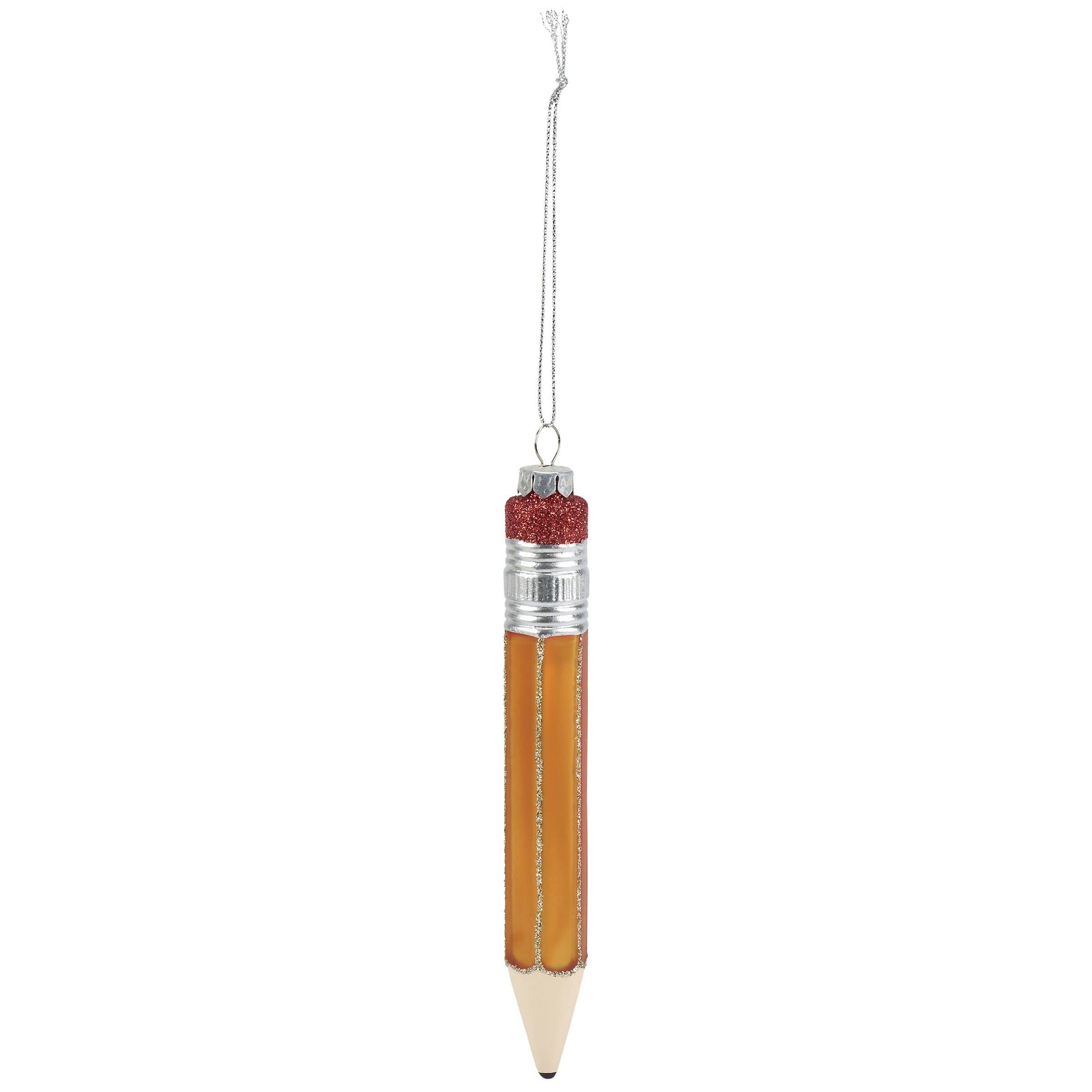 School Pencil Glass Ornament