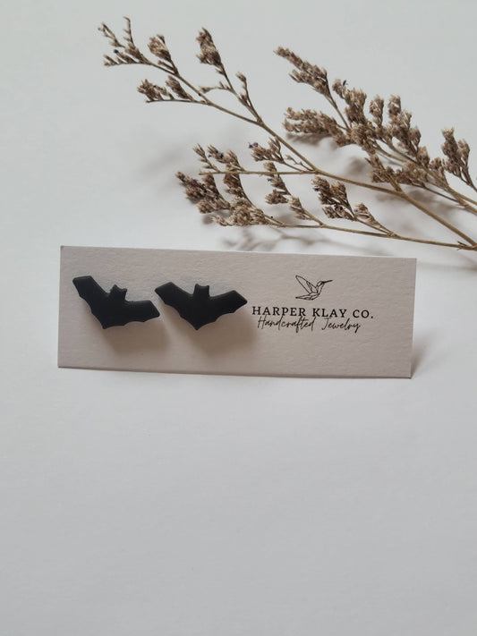 The Bat Studs- Polymer Clay Halloween Earrings