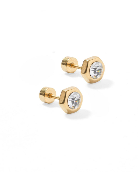 Screwback Stud Earrings - Addison - Clear