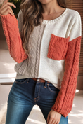 Load image into Gallery viewer, LDC Colorblock Patched Pocket Drop Shoulder Sweater
