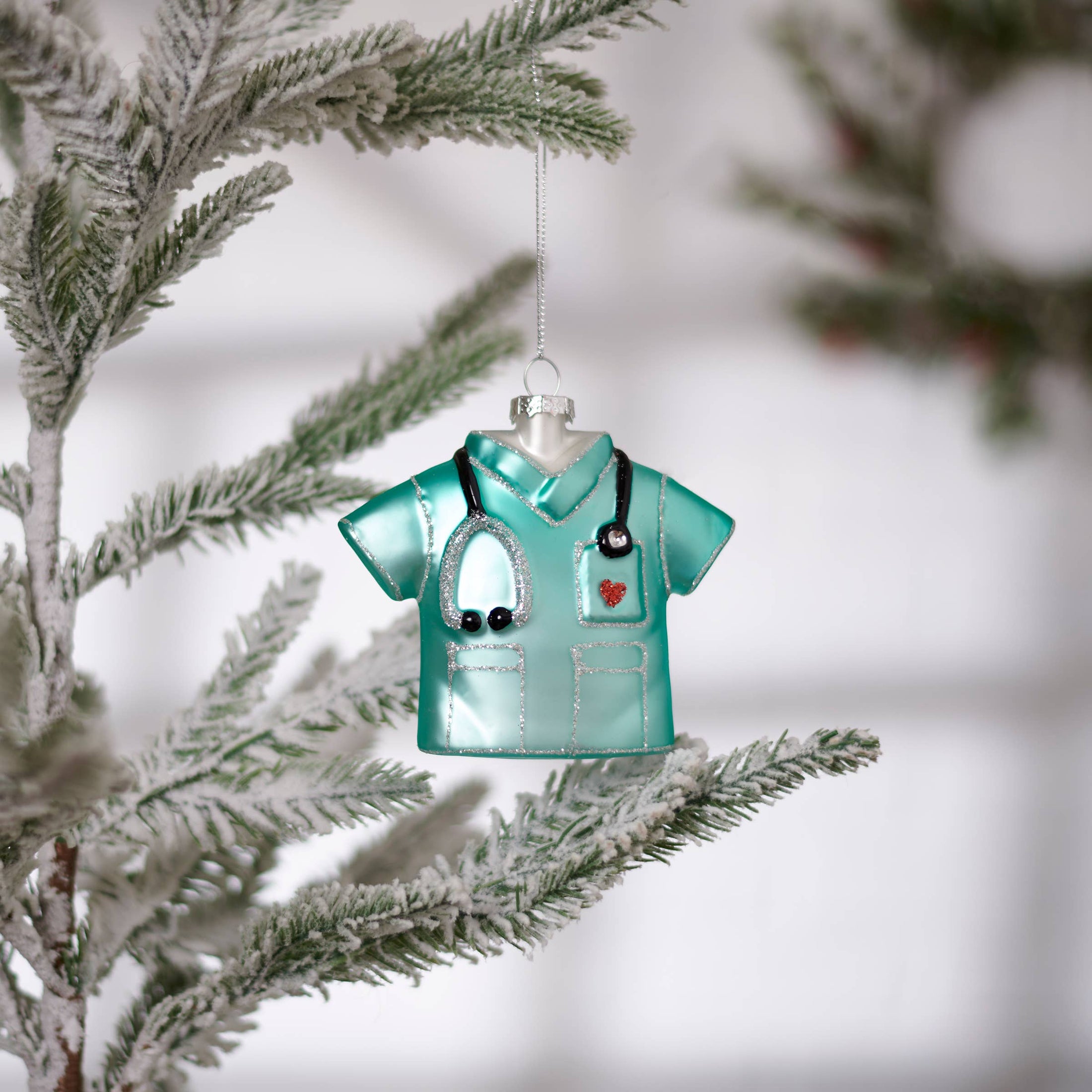 Glass Nurse Scrubs Ornament