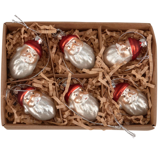 Glass Santa Ornament Set