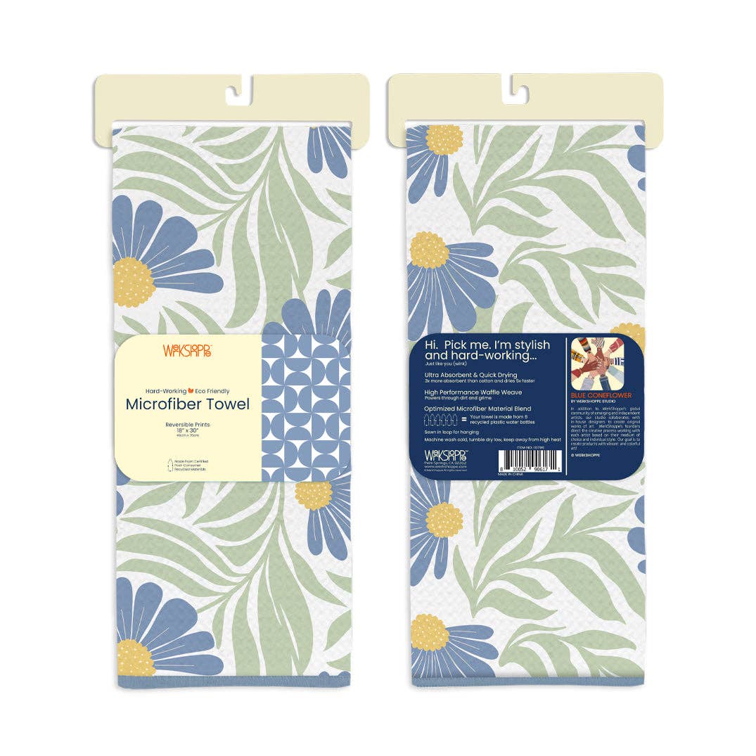 Blue Coneflower Microfiber Kitchen Towel