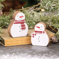 Load image into Gallery viewer, 2/Set, Snowmen w/Scarves Chunky Wooden Sitters
