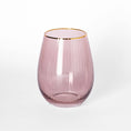 Load image into Gallery viewer, Glass Stemless Wine Ribbed Mauve

