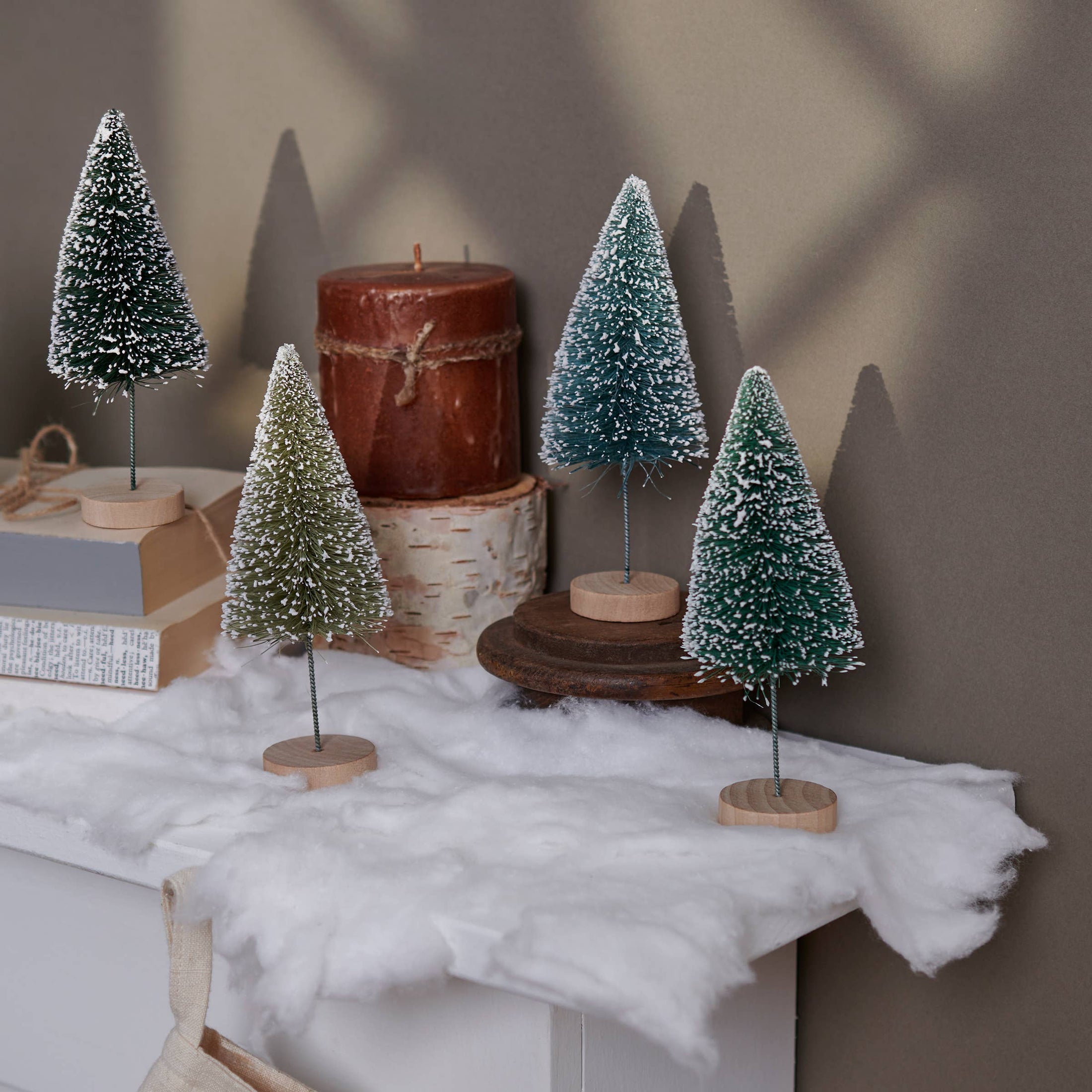 Green Winter Bottle Brush Tree Set