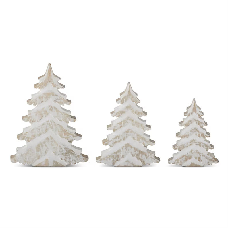Whitewashed Mango Wood Christmas Tree - Each Size Sold Separately